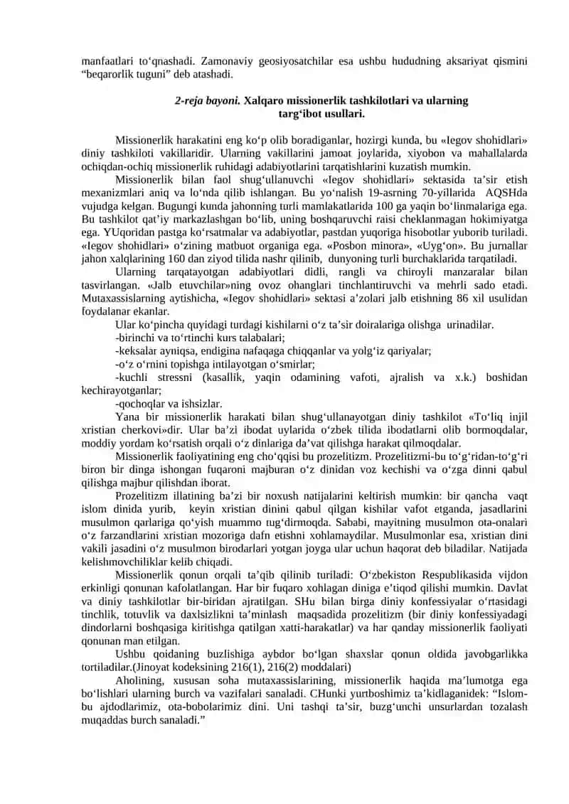Missionerlik va Prozelitizmning Siyosiy-Ijtimoiy Xavfi 3