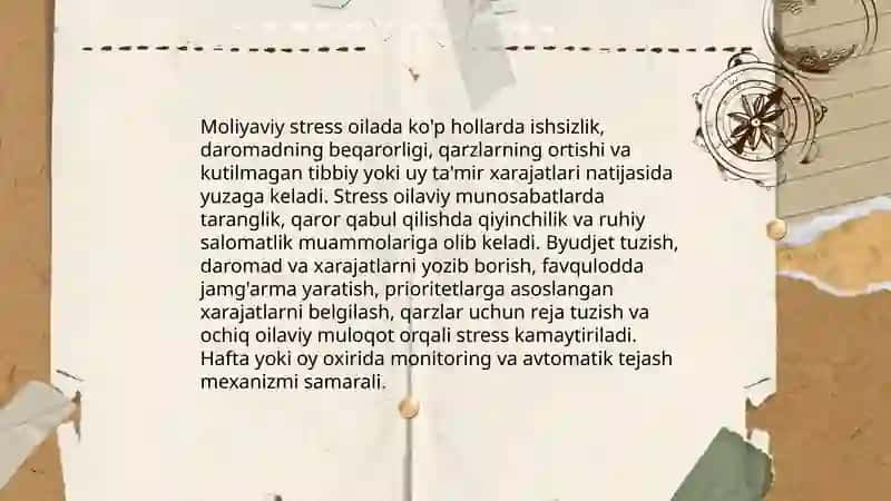Moliyaviy stress va oilaviy byudjetni boshqarish usullari 3