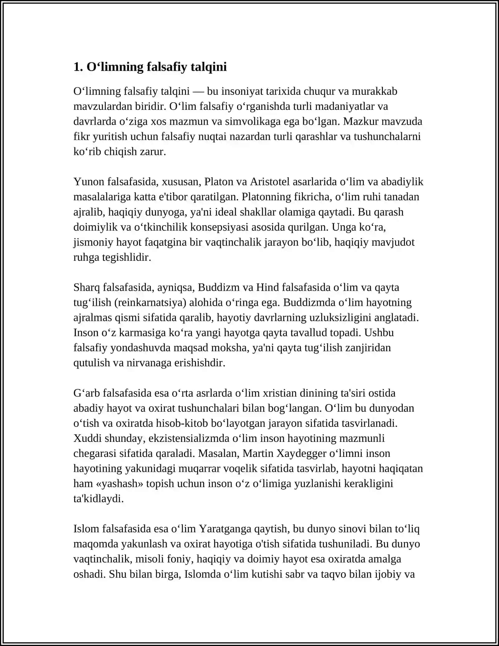 O'lim haqida tushunchalar 3