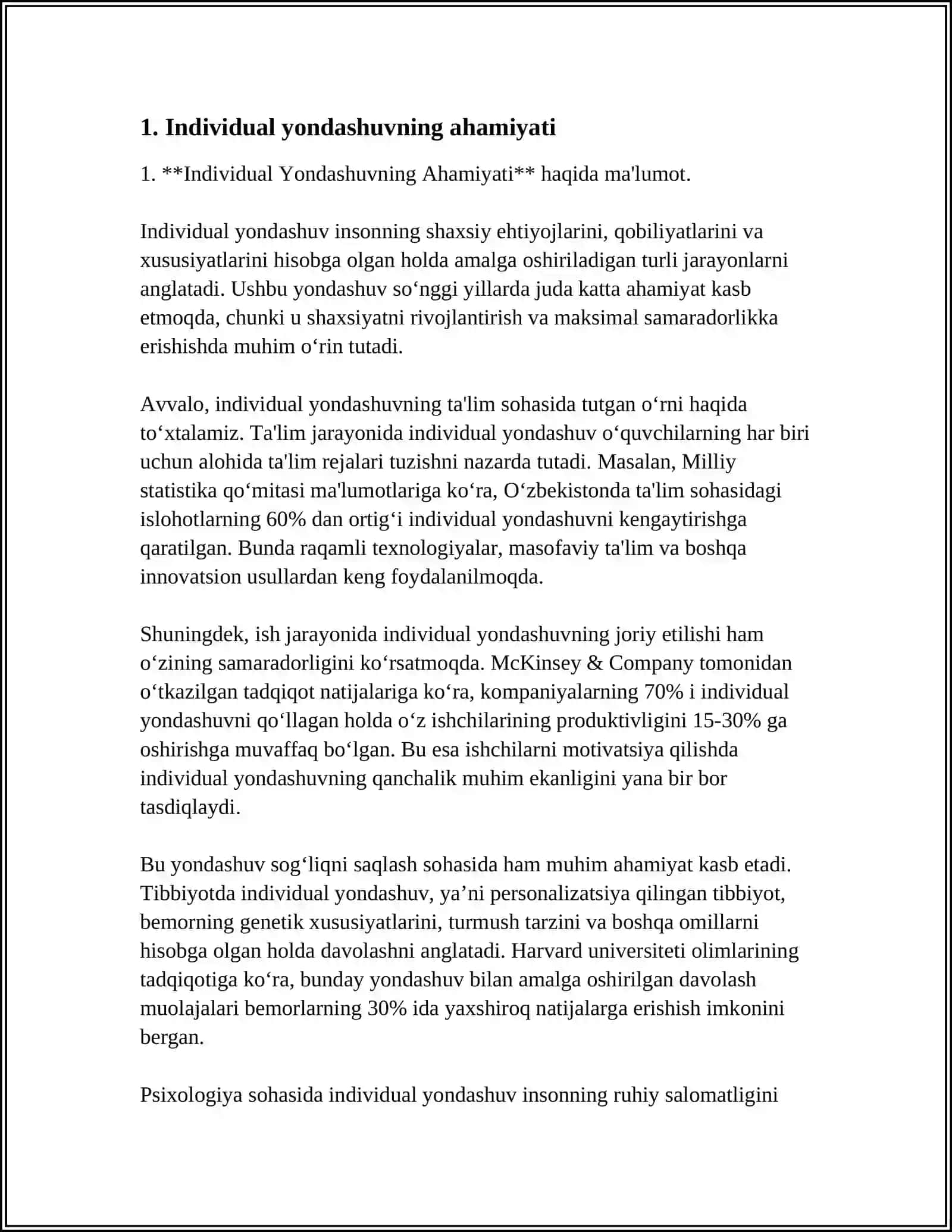 Individual Yondashuvning Ahamiyati 3