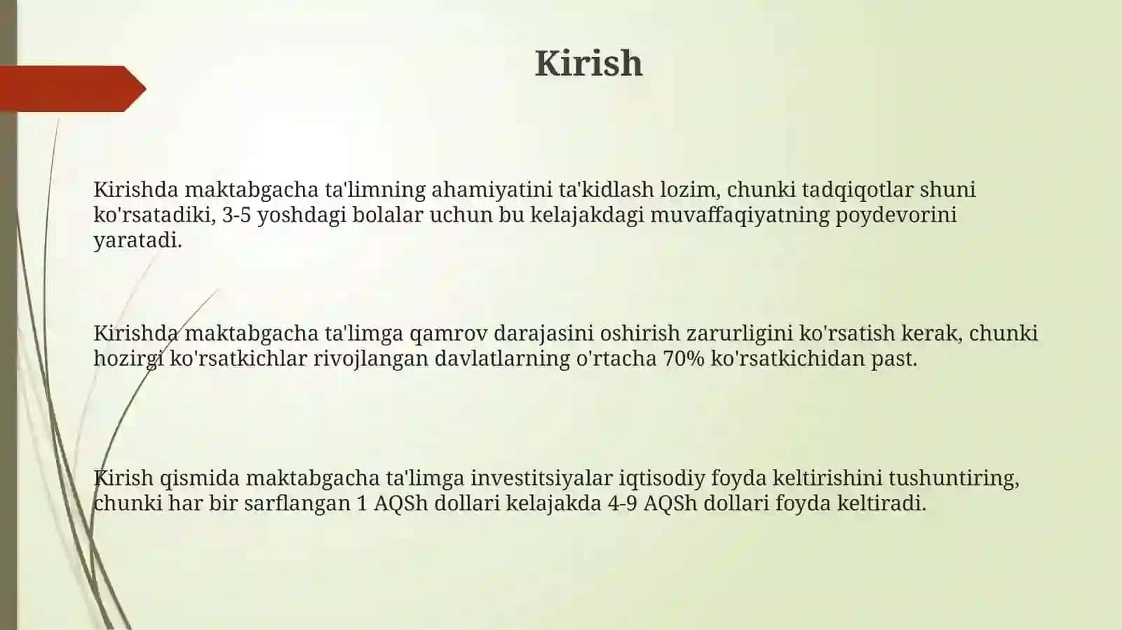Maktabgacha ta'limdagi qamrov darajasini oshirish 3
