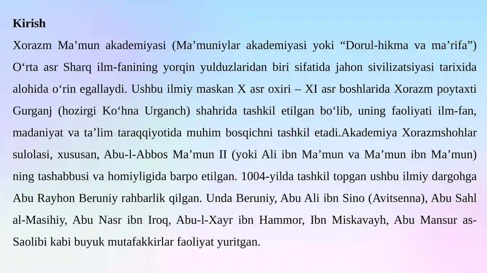 Xorazm Ma’mun akademiyasi va uning faoliyati 3