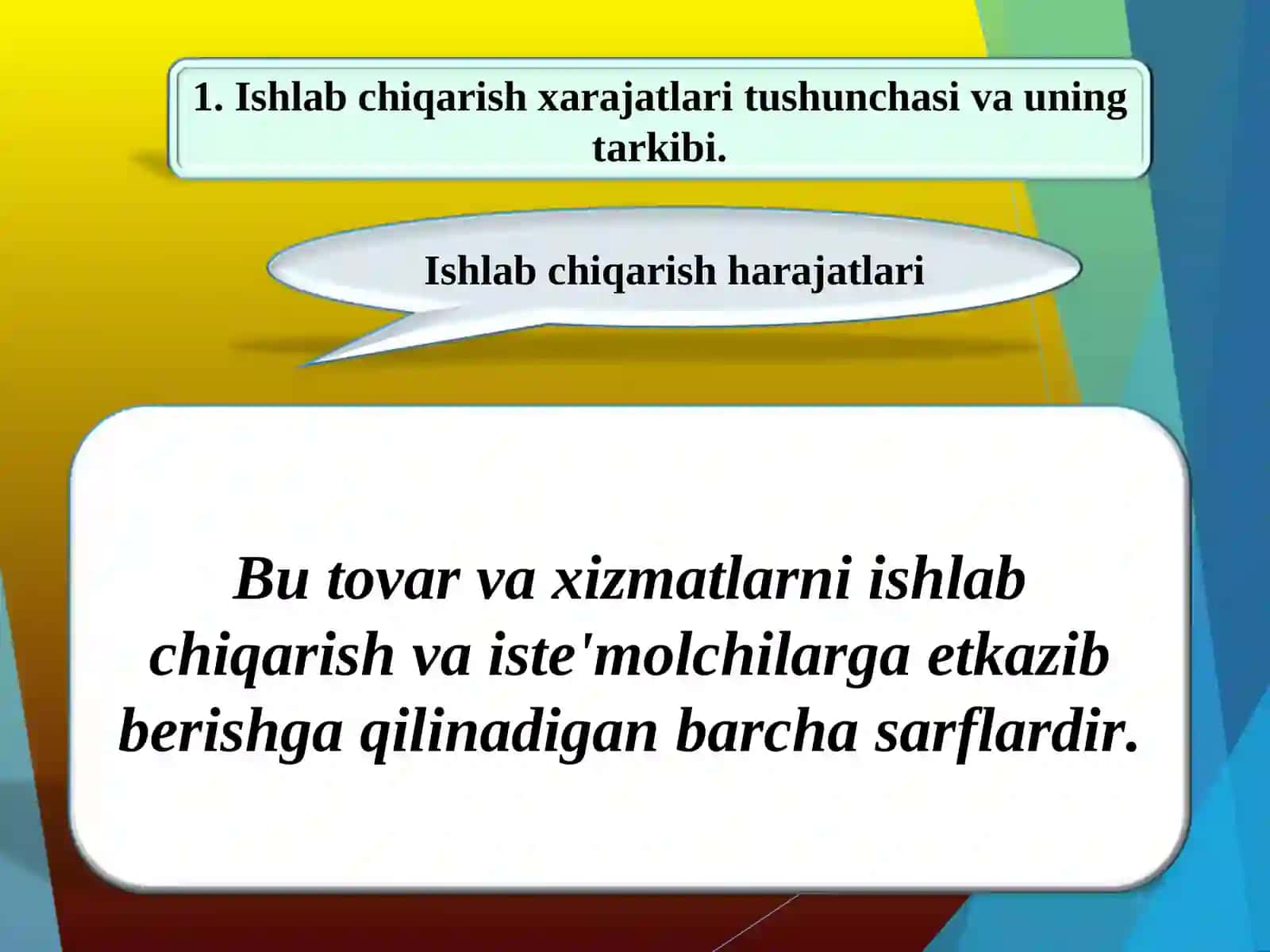 KORXONA ISHLAB CHIQARISH XARAJATLARI VA FOYDASI 3