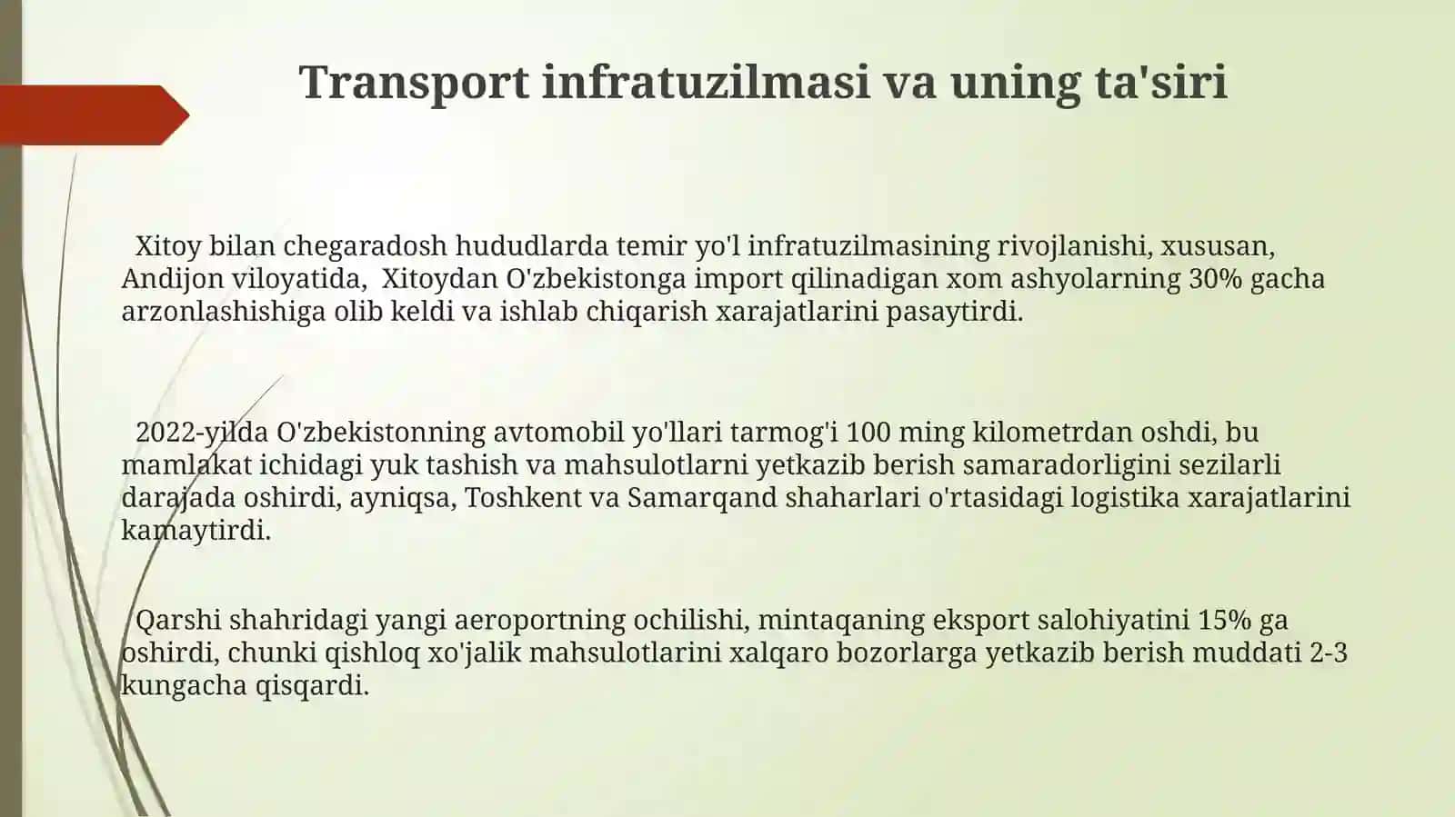 Transport omili ishlab chiqarish joylashuvining ahamiyati 3