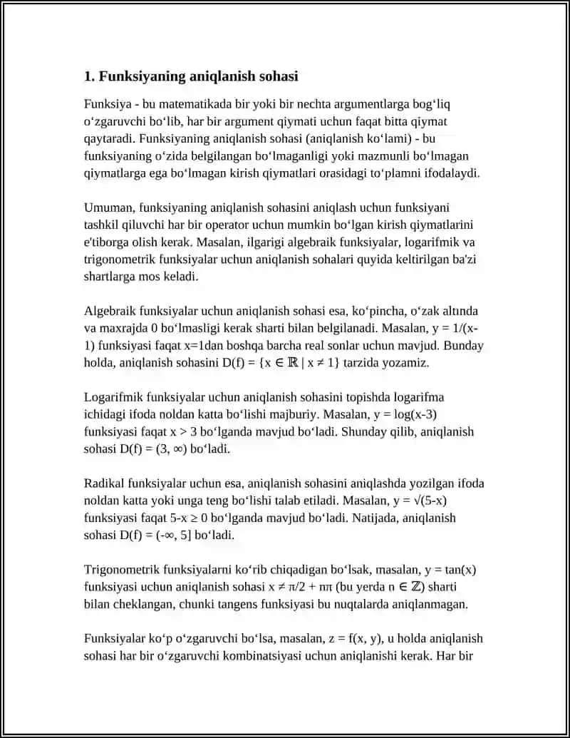 FUNKSIYALARNING XOSSALARI 3