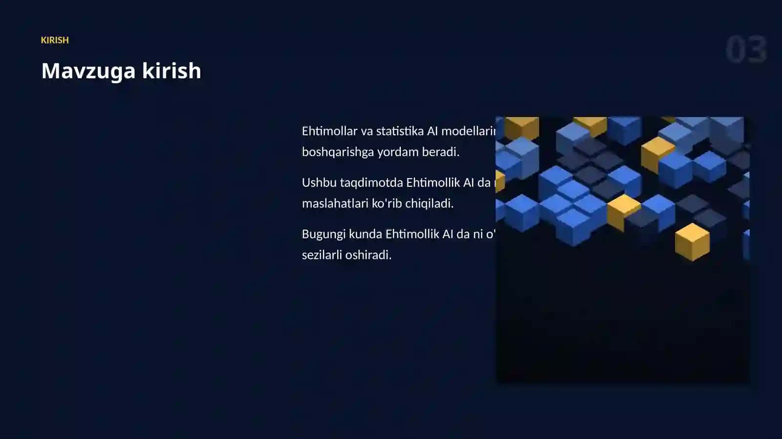 Ehtimollar va statistika AI 3