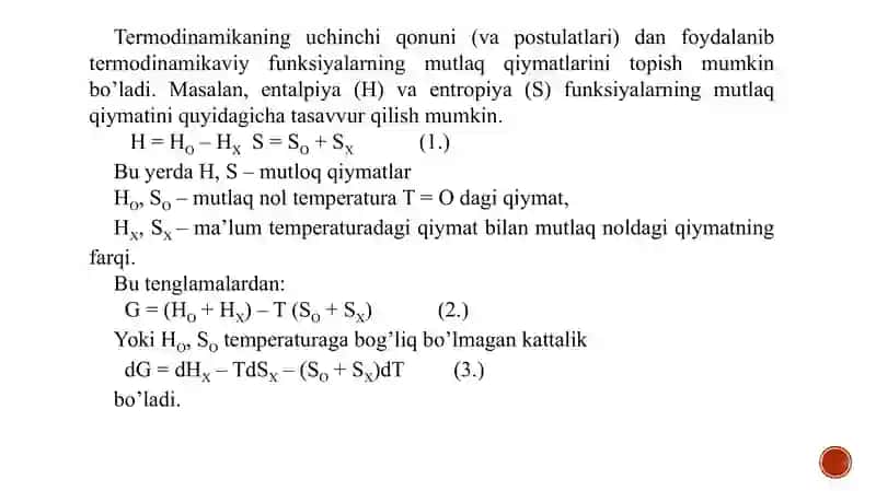 Termodinamikaning uchinchi qonuni 3