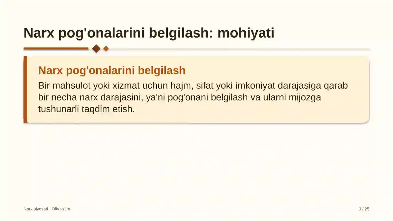 Fermer xo'jaliklarida narx pog'onalarini belgilash 3