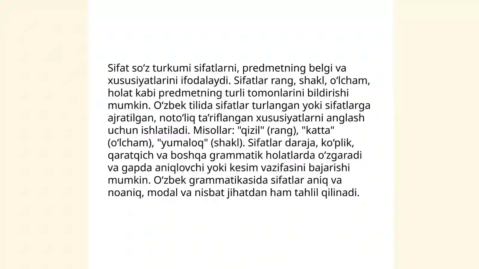 Sifat so'z turkumi 3