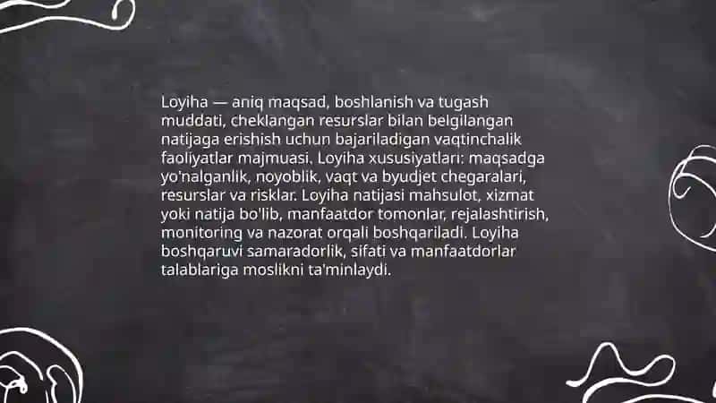 Loyiha boshqarishning asosiy atamalari 3