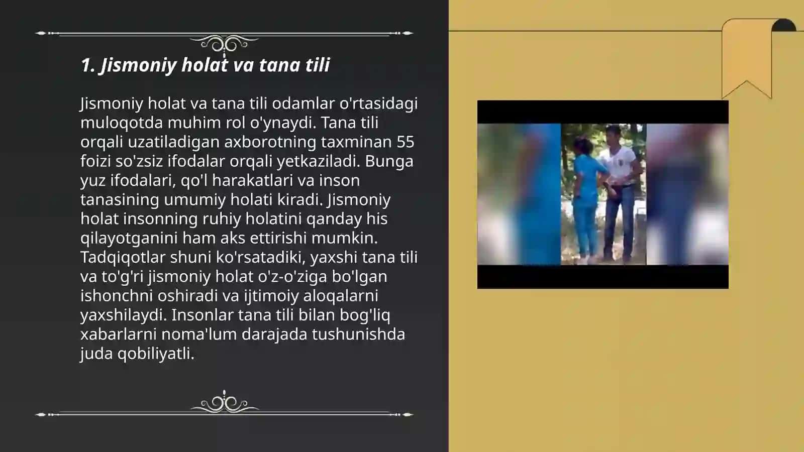 Noverbal muloqot.Muloqotni boyituvchi omillar 3