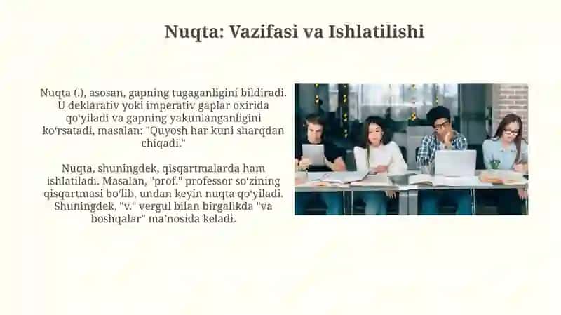 Matinda tinish belgilarining oʻrni 3