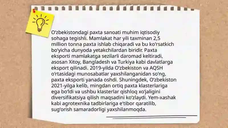 Oʻzbekistondagi paxta sanoati 3