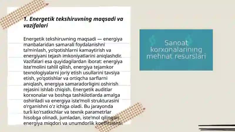Sanoat korxonalarining energetik tekshiruvi. 3