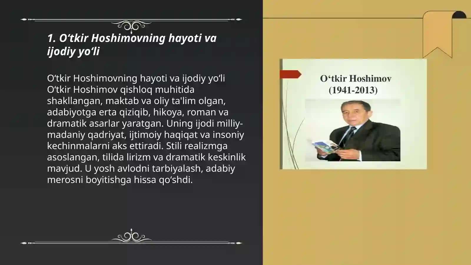 OʻTKIR HOSHIMOV IJODIY MEROSI 3