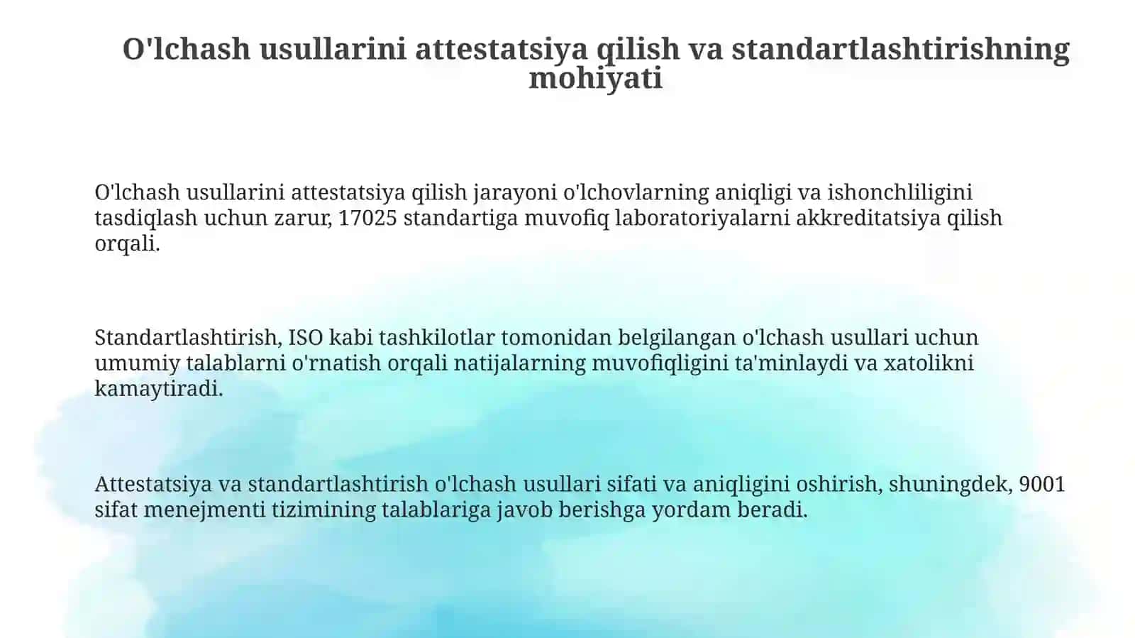 O'lchash usullarini attestatsiya qilish va standartlashtirish 3