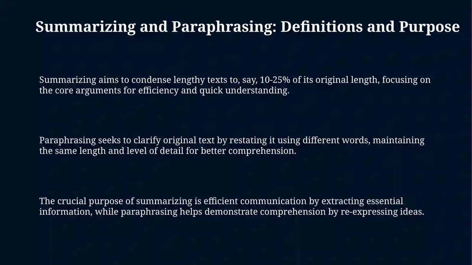 Summarizing and Paraphrasing: Definitions, Techniques, and Applications 3