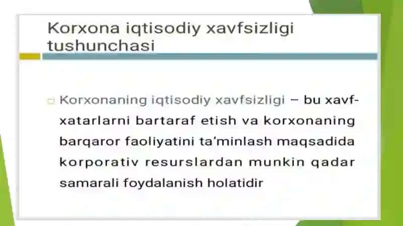 Korxonaning iqtisodiy xavfsizligi 3