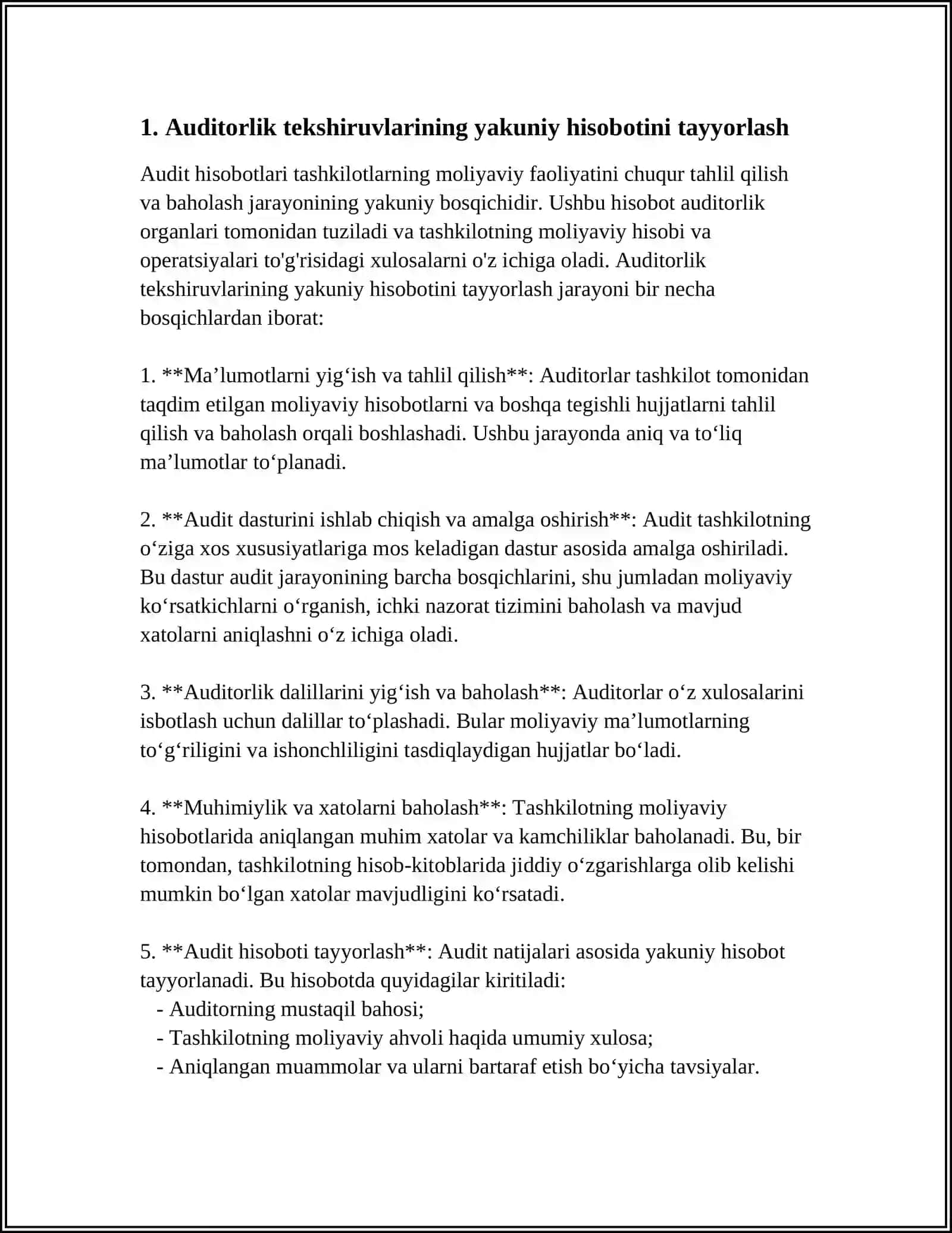 Auditorlik Tekshiruvlarining Yakuniy Boshqichi 3