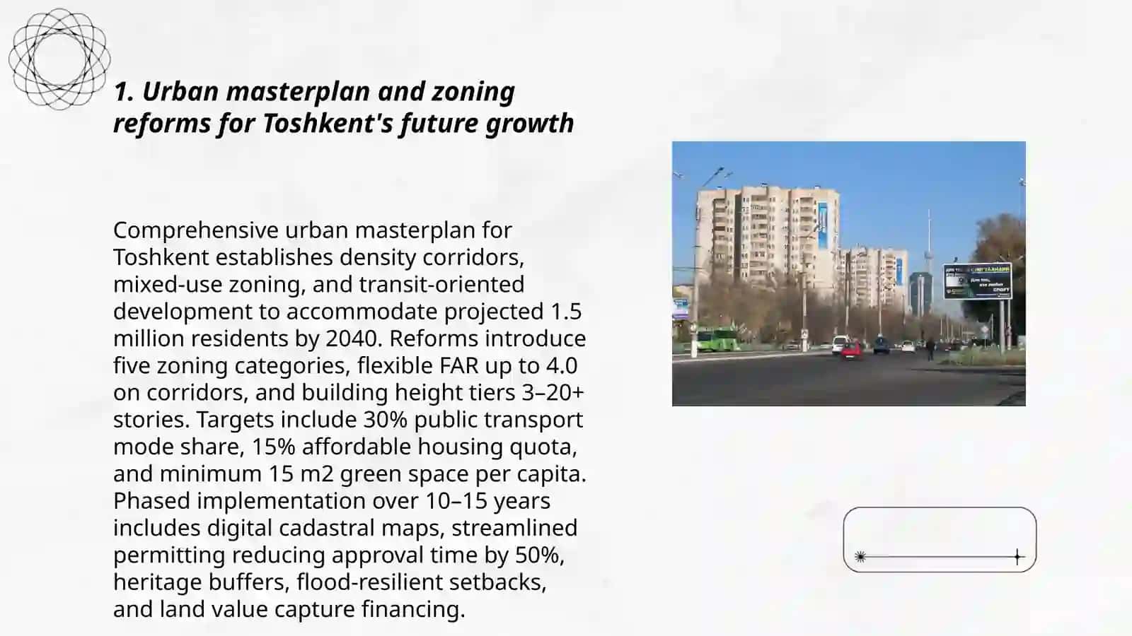 Urban masterplan and zoning reforms for Toshkent's future growth 3