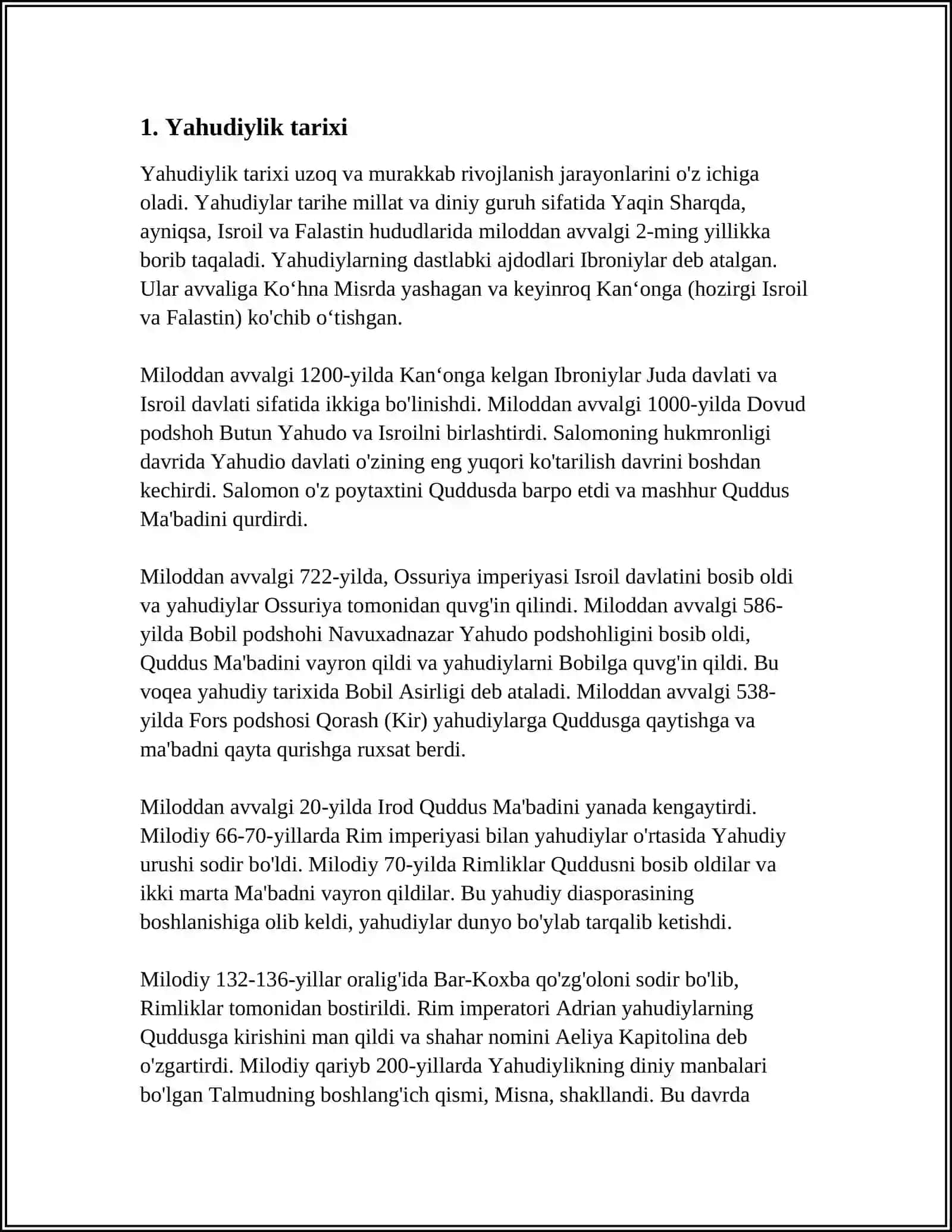 YAHUDIYLIK TA’LIMOTI,ANʼANA VA MAROSIMLARI 3