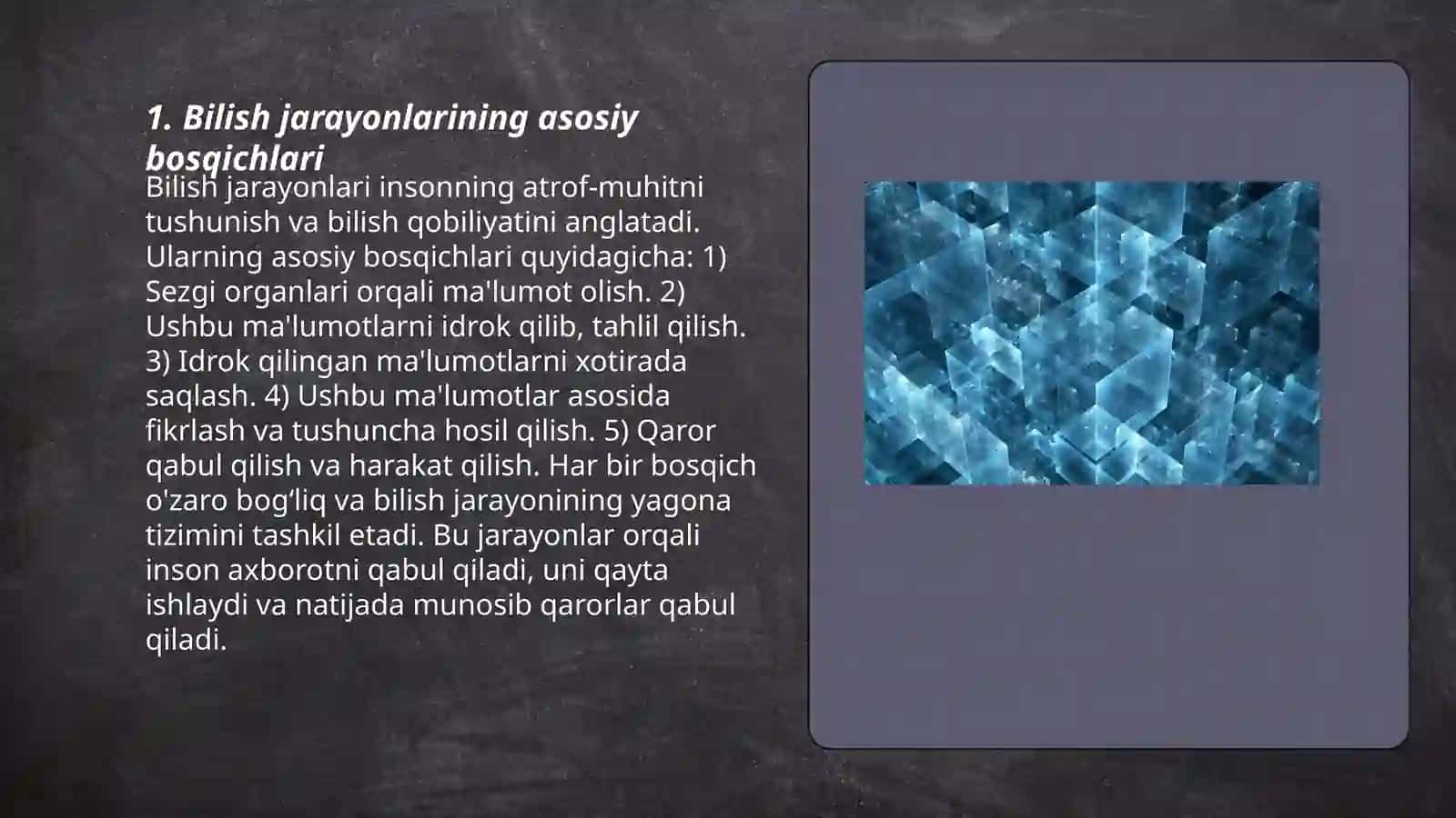 Bilish jarayonlari va Taffakur 3