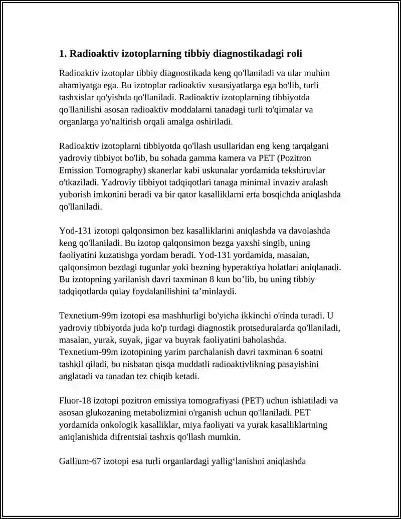 YADRO KIMYOSINING TIBBIYOTDAGI ÒRNI 3