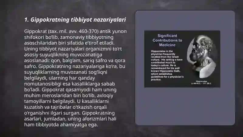 Gipokrat va Galen g'oyalari va qoidalari. 3