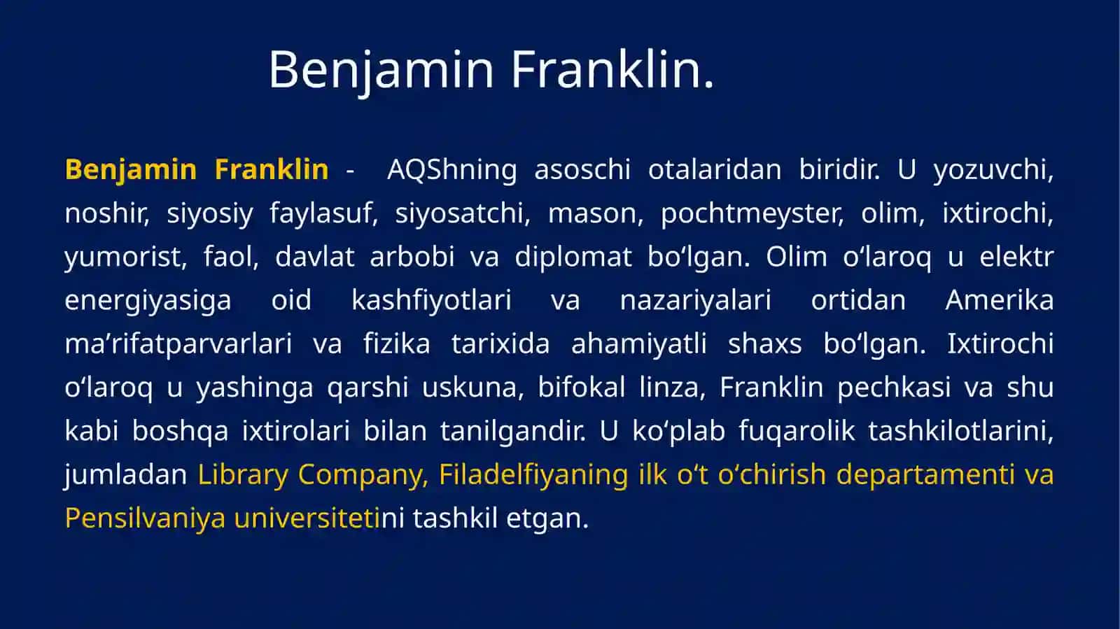 Benjamin Franklin falsafasi 3