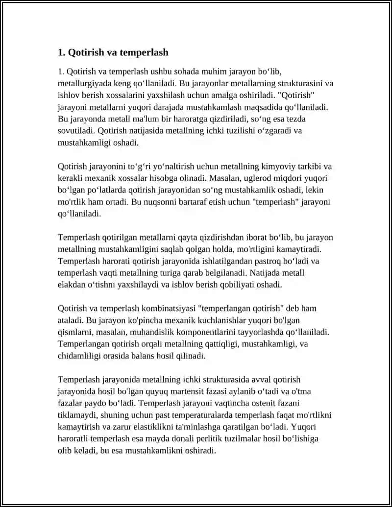 TERMIK ISHLASH USULLARI, TEXNOLOGIYALARI 3