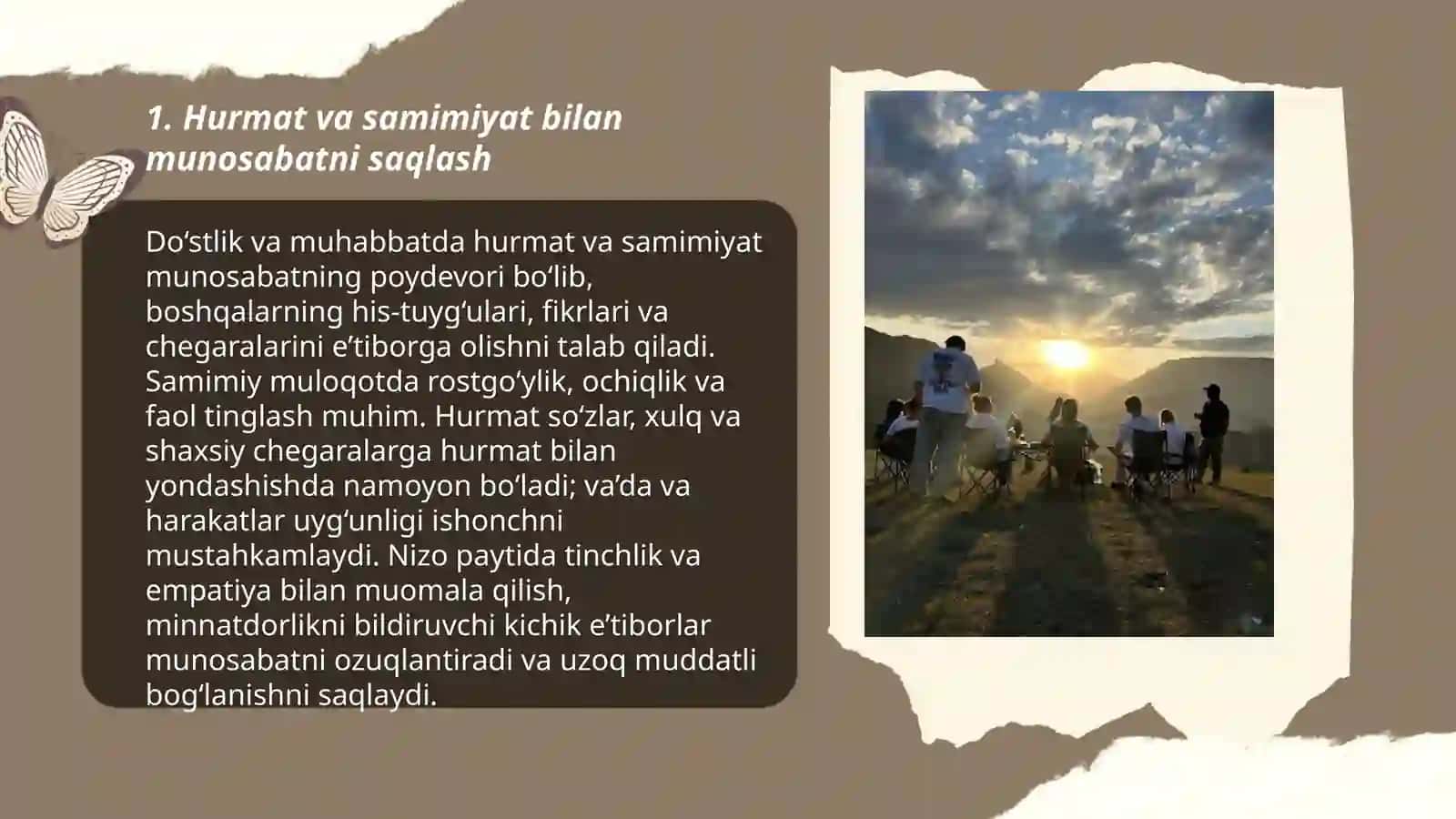 Hurmat va samimiyat bilan munosabatni saqlash odobi 3
