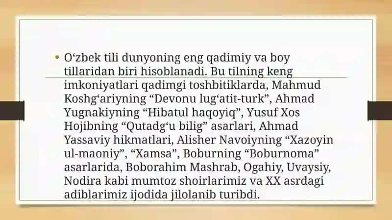 O’zbekiston respublikasining davlat tili to’g’risidagi qonuni va uning tarixiy ahamiyati 3