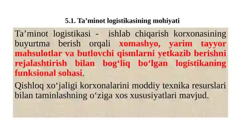 Ta’minot Logistikasi 3