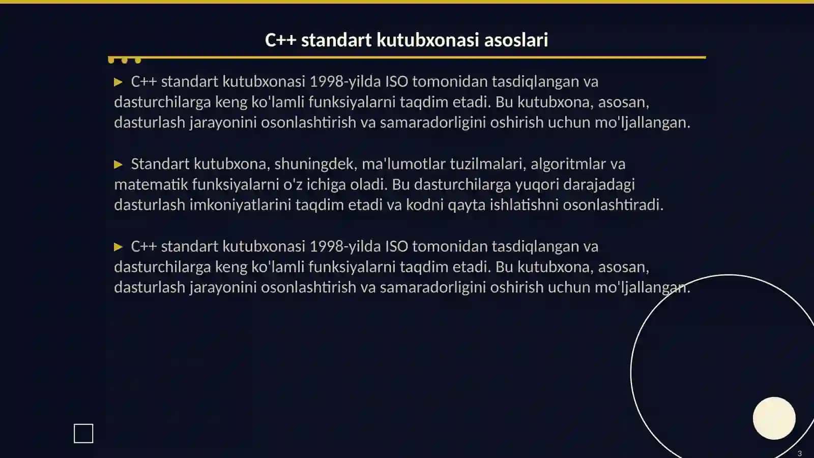 C++ tilida standart funksiya va ifodalar 3