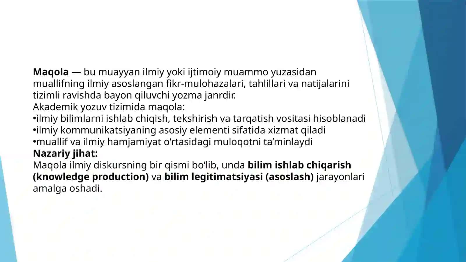 MAQOLA VA UNING TURLARI 3