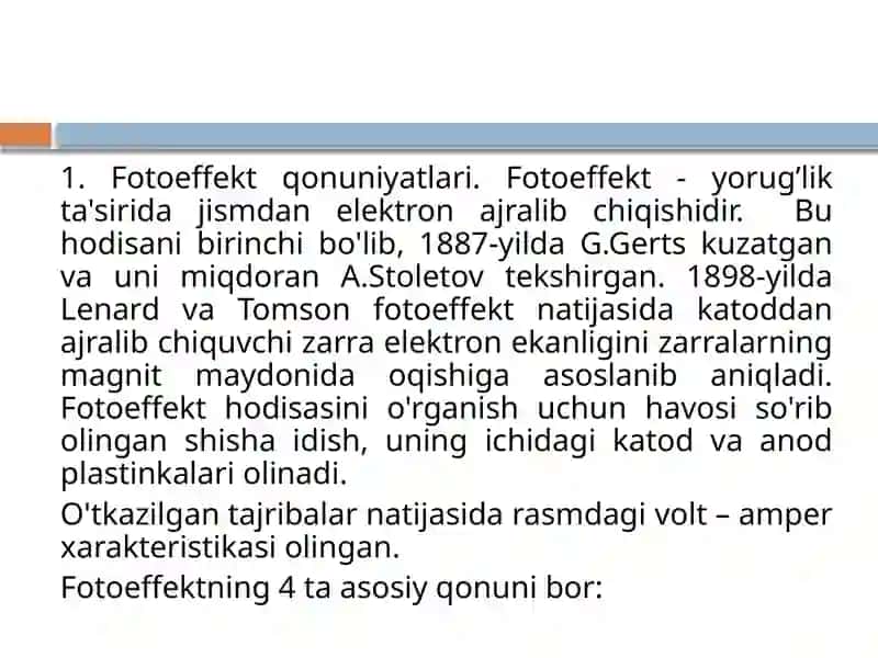 Fotoeffekt hodisasi 3