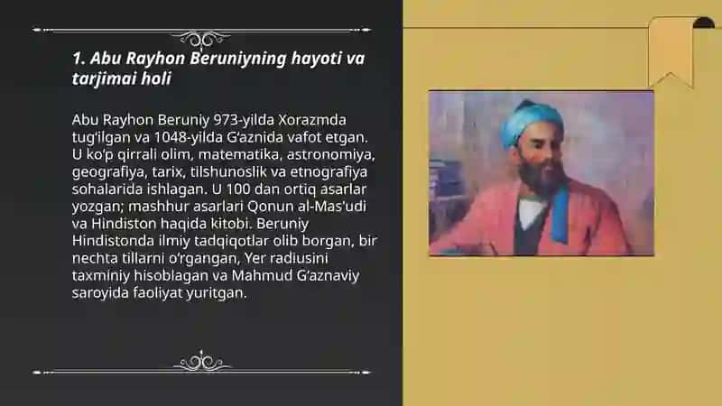 Abu Rayhon Beruniyning hayoti va tarjimai holi 3