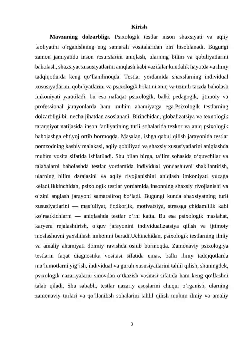 Hozirgi zamon psixologiyasida testning dolzarb muammolari 3