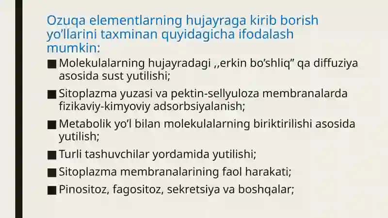 OZIQ ELEMENTLARINING YUTILISHIGA OID NAZARIYALAR 3