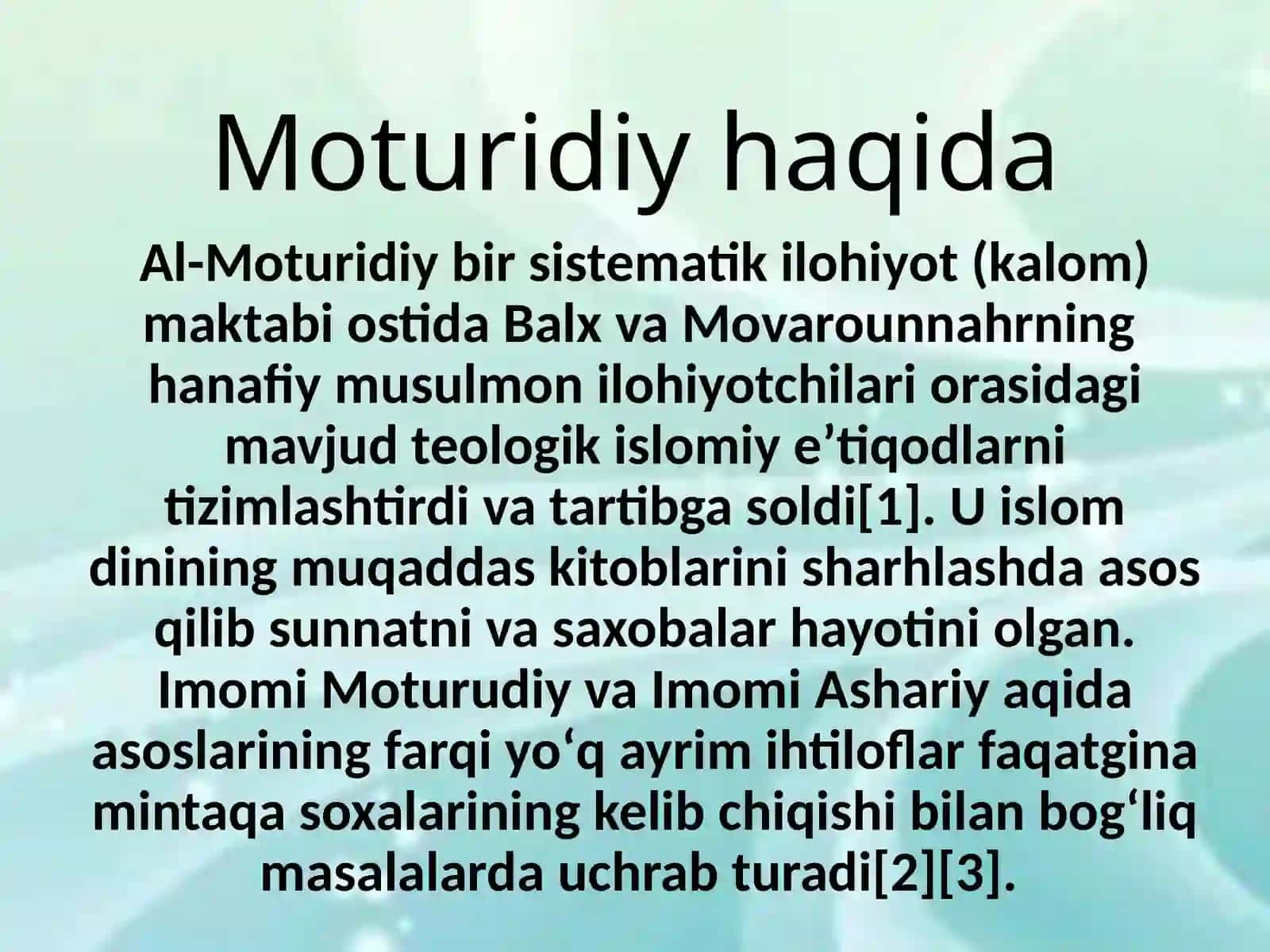 Moturidiy maktabi ta'limotida inson erki va taqdir masalalari. 3