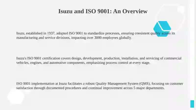 Isuzu and ISO 9001 3