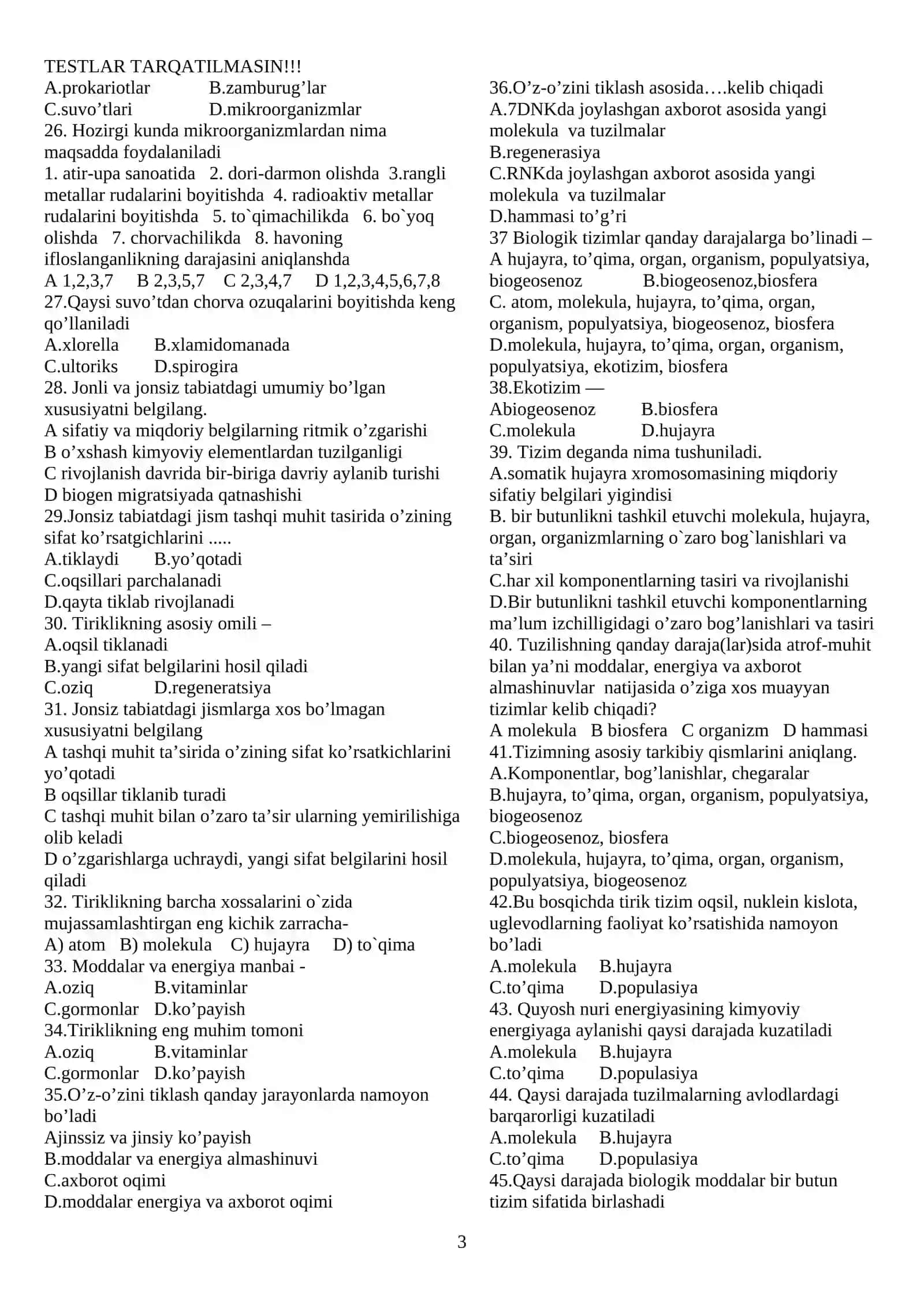 Organik olamning turli tumanligi 3