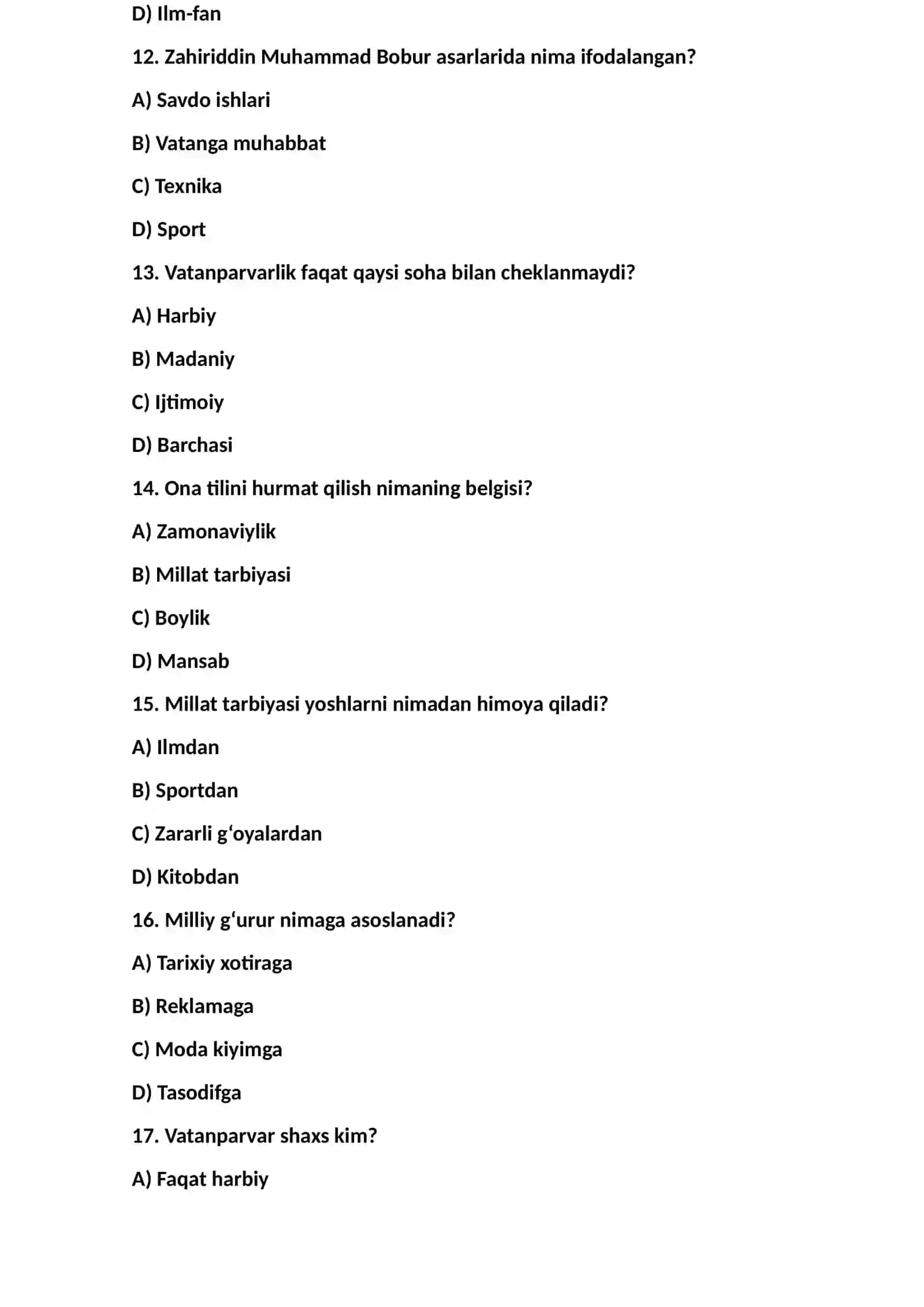 "MA’NAVIYATSHUNOSLIK" fanidan tuzgan testi 3