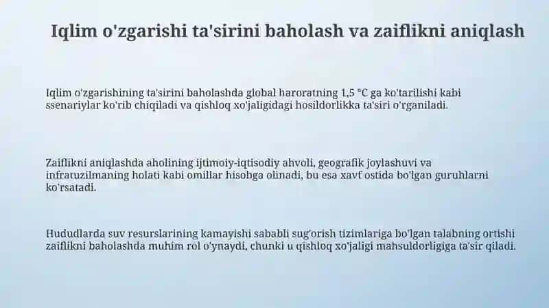 Iqlim o'zgarishiga moslashuv 3