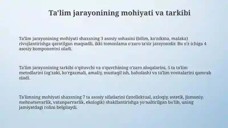 Tarbiya jarayonining mohiyati va mazmuni 3