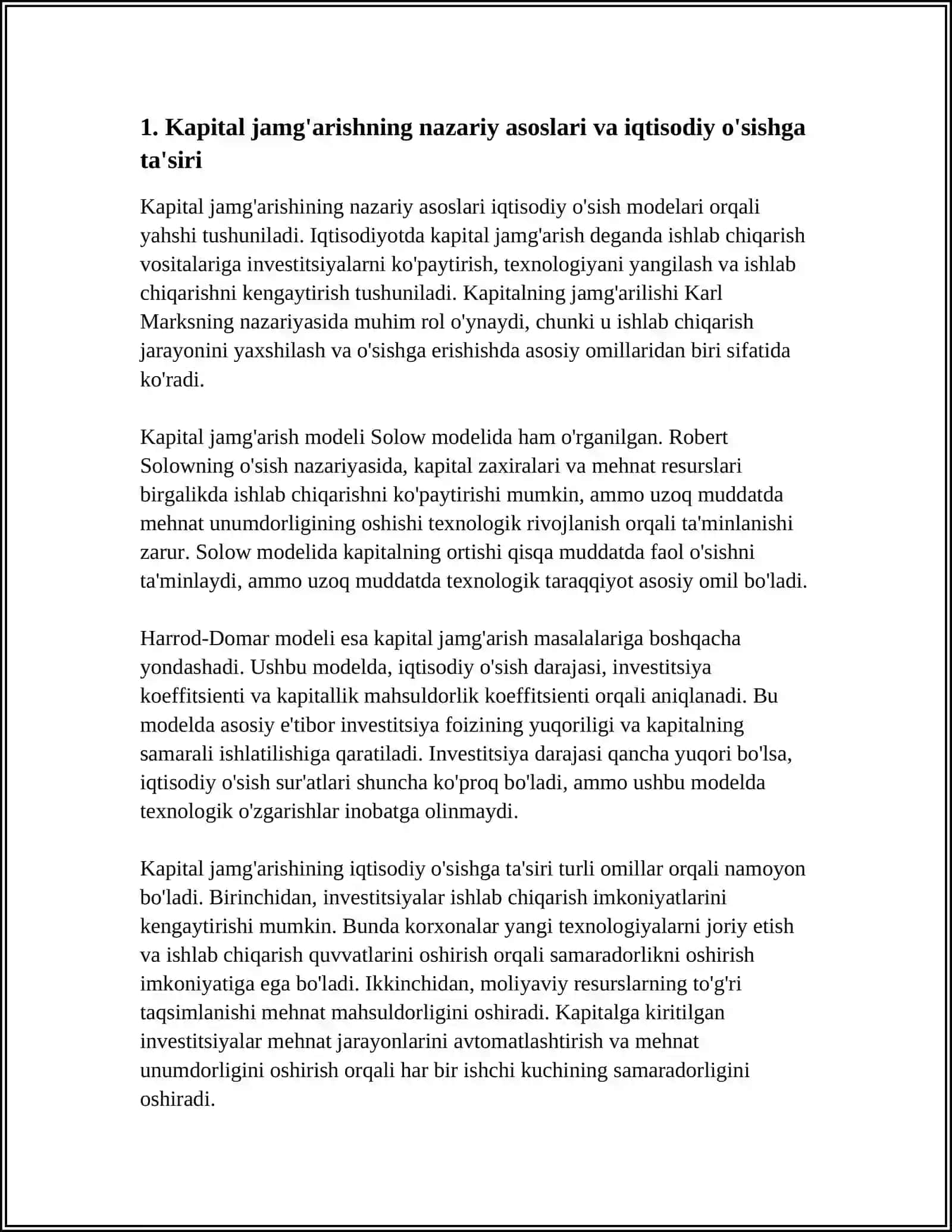Kapital Jamg'arish va Iqtisodiy O'sish 3