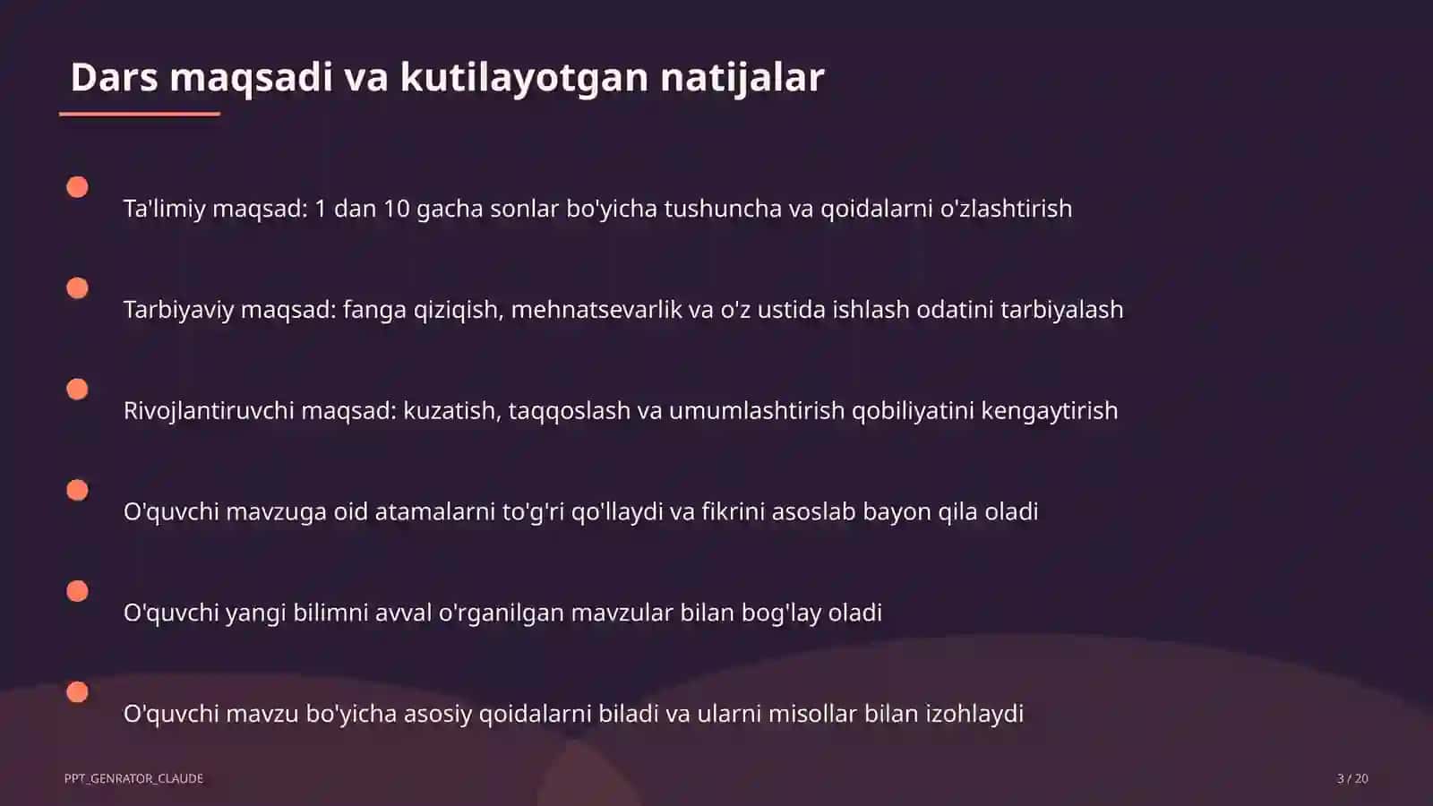 Matematika (1–4) — takrorlash darsi uchun 3