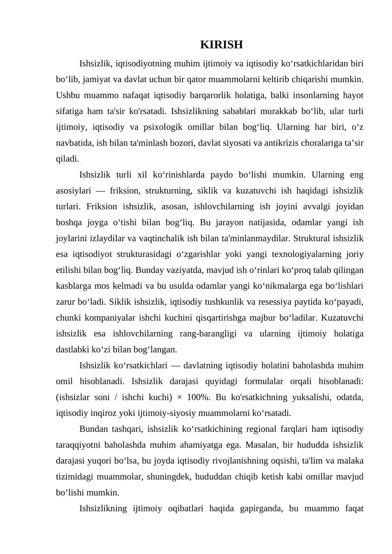 ISHSIZLIK SABABLARI, TURLARI VA KO’RSATKICHLARI 3