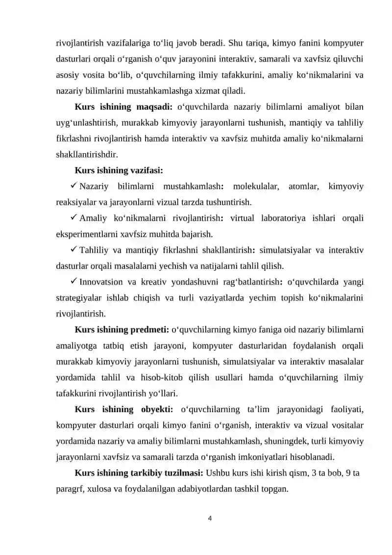 Kimyo fanini kompyuter dasturlarida oʻrganishning afzalliklari 3