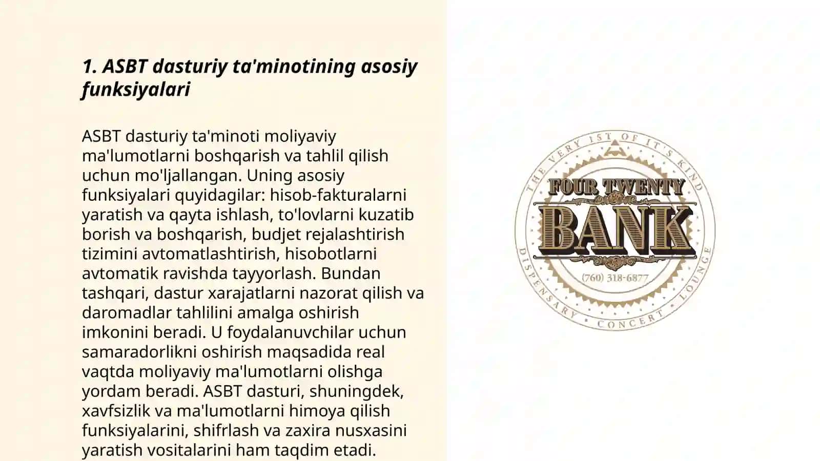 Bank faoliyatida qo'llaniladigan dasturiy ta'minotlar 3